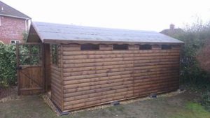 18ft x 10ft Cabin with 18inch roof overhang.